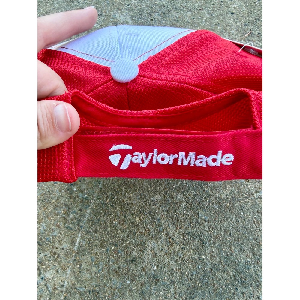 TaylorMade Golf Hat T-Max Gear White Red Mesh Back Adjustable Cap NEW - Picture 6 of 6